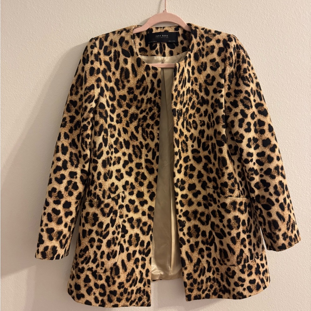 Zara basic Leopard cheetah blazer Jacket - Brown and Black